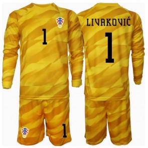 Chorvatsko Dominik Livakovic #1 Brankářské Dětské Domácí dres komplet ME 2024 Dlouhý Rukáv (+ trenýrky)